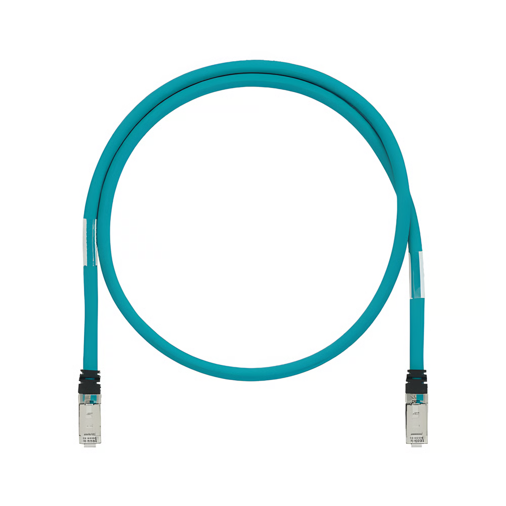 PATCH CORD CAT6A DE GRADO INDUSTRIAL 600V, BLINDADO SF/UTP, CALIBRE 26 AWG, COLOR AQUA, 1M