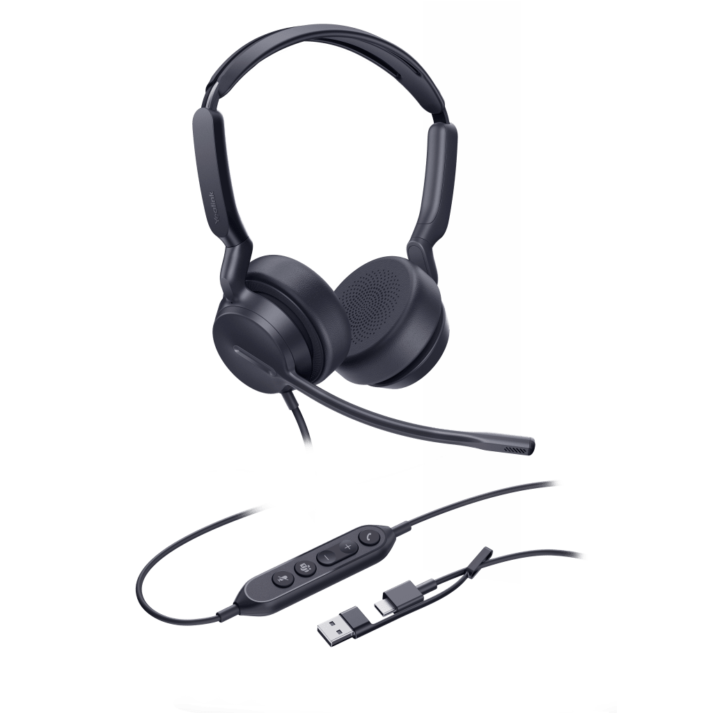 DIADEMA ALÁMBRICA YEALINK UH42 DUAL CON AUDIO HD Y CONECTIVIDAD USB-C/A CERTIFICADA CON MICROSOFT TEAMS