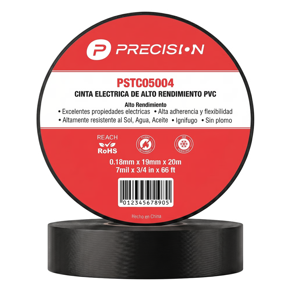 CINTA DE AISLAR DE ALTO RENDIMIENTO / ESPESOR 0.18 MM / ANCHO 19 MM / 20 M DE LARGO / INSTALACIONES ELÉCTRICAS Y MANTENIMIENTO / COLOR NEGRO