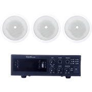 KIT DE AMPLIFICADOR DE 120W PARA ESCRITORIO | 3 ALTAVOCES DE PLAFÓN DE 5" | 3.75 - 30W | SISTEMA 70/100V