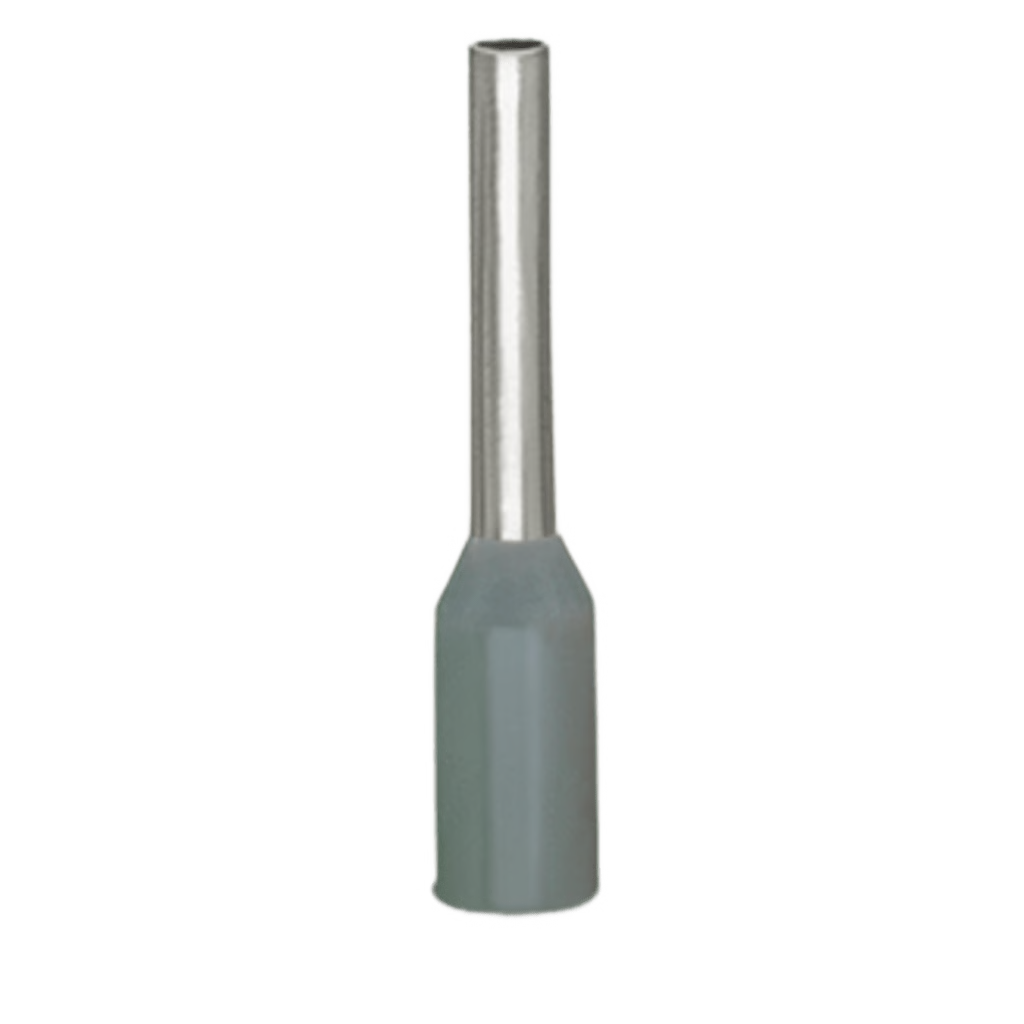 TERMINAL DE MANGUITO CON CAMISA DE PLÁSTICO / 0.75 MM² / 18 AWG / CINCADO GALVANIZADO / COLLAR ESTÁNDAR / LONGITUD 14 MM / GRIS / 1000 UDS