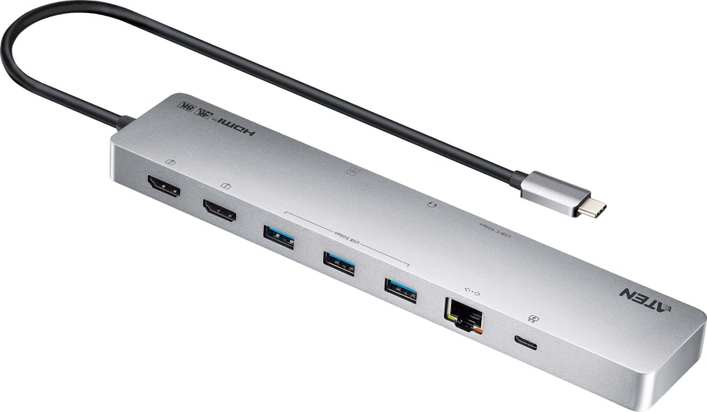 DOCK MULTIPUERTO USB-C | 11 EN 1 | 8K SINGLE O DUAL 4K | PD 100W | USB 3.2 GEN 1 | ETHERNET GIGABIT | SD MICROSD | ALUMINIO