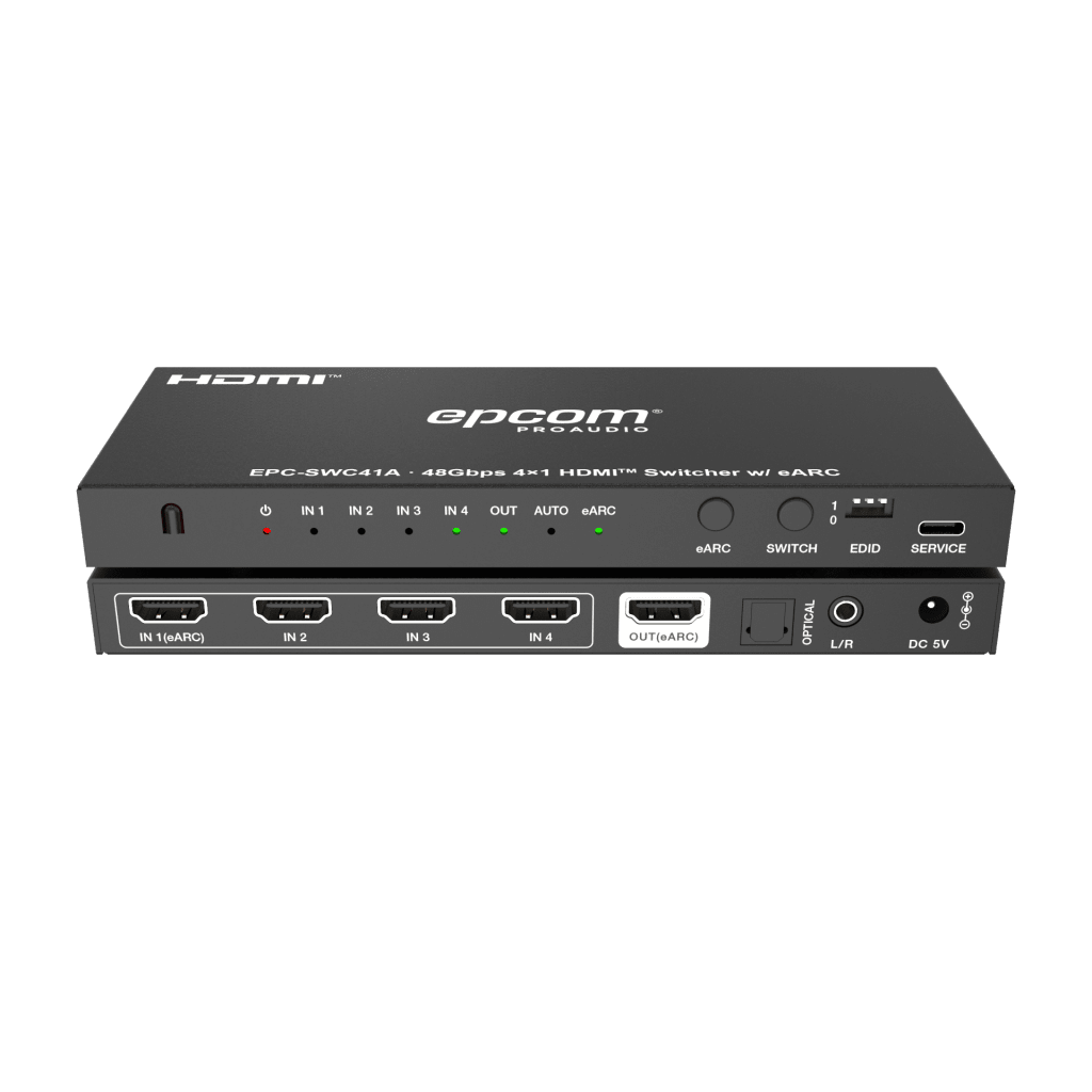 SWITCH HDMI 4X1 | 8K@60HZ 4:2:0 | 48 GBPS | ARC/EARC | EXTRACCIÓN DE AUDIO | GESTIÓN EDID | CONTROL CEC-ProAV-EPCOM PROAUDIO-Bsai Seguridad & Controles