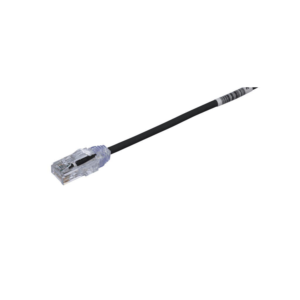 CABLE DE PARCHEO UTP CAT6A, CM/LSZH, DIAMETRO REDUCIDO (28AWG), COLOR NEGRO, 0.5 METROS (1.64 PIES)
