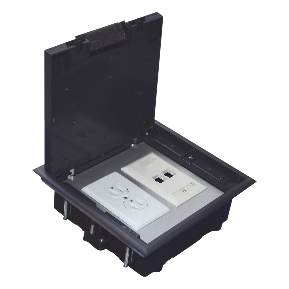 CAJA DE PISO PARA DOS MÓDULOS UNIVERSALES (SOCKET M2), PARA ALIMENTACIÓN ELÉCTRICA Y REDES DE DATOS (11000-33401) NO INCLUYE FACEPLATES