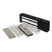 KIT PARA CONTROL DE ACCESO INCLUYE CHAPA MAGNÉTICA DE 1200 LBS COLOR NEGRO / MONTAJE EN "U" PARA PUERTA DE CRISTAL /  USO INTERIOR / CERTIFICACIÓN UL / DISEÑO ELEGANTE