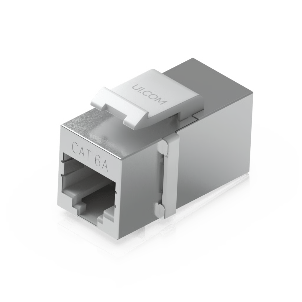 KEYSTONE COUPLER CAT6A PASS-THROUGH PARA CABLE ETHERNET PRETERMINADO, INSTALACIÓN SNAP-IN EN PATCH PANEL, PAQUETE CON 12 PIEZAS