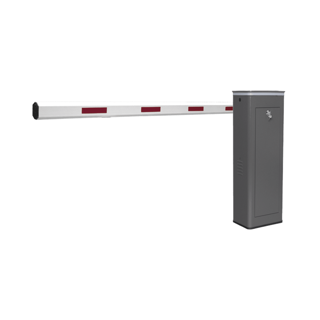 KIT DE BARRERA VEHICULAR IZQUIERDA Y BRAZO DE 3 METROS / FINALES DE CARRERA AJUSTABLES POR PROGRAMACIÓN / MOVIMIENTO FLUIDO / DISEÑO ELEGANTE COLOR GRIS / CON CORONA LED SEMAFORIZADA-Acceso Vehicular-ACCESSPRO-Bsai Seguridad & Controles