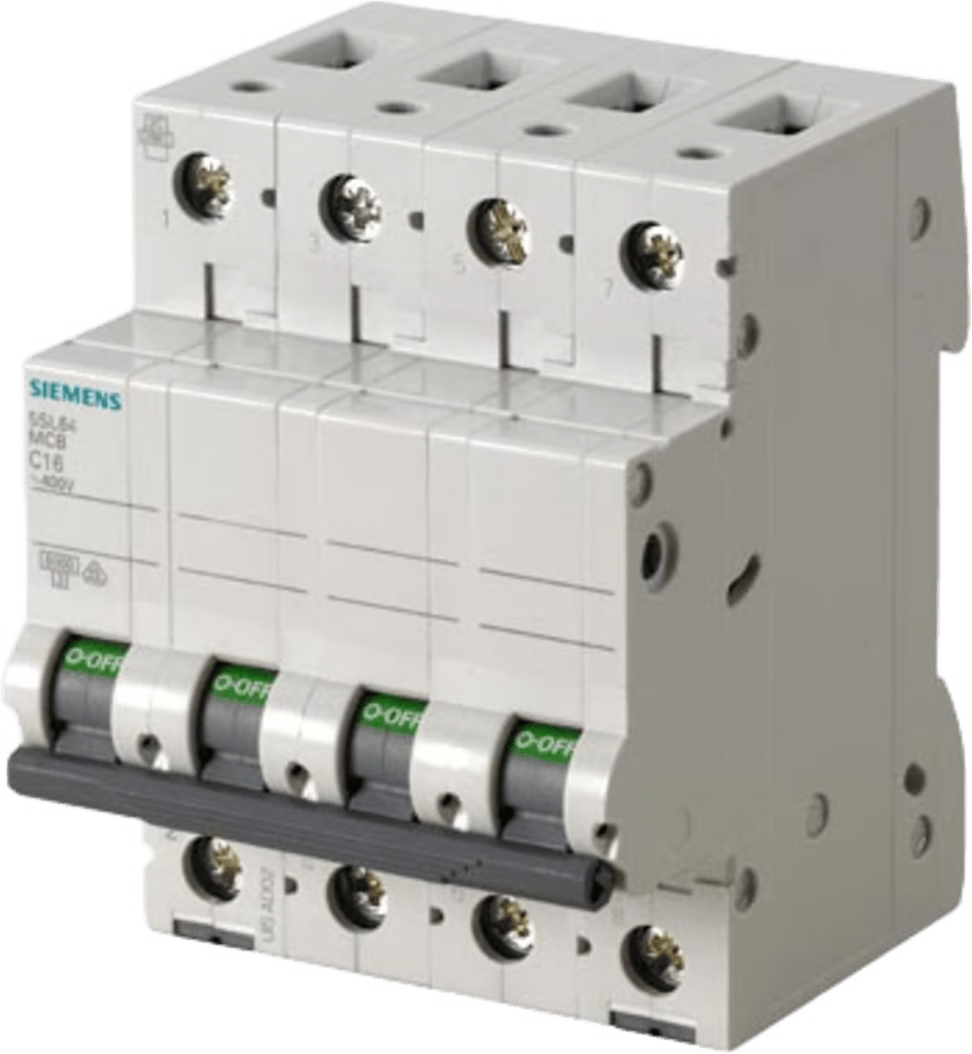 INTERRUPTOR RIEL DINN TIPO 5SL6, 4 POLOS, 16 AMP