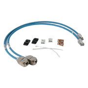 2 CABLES IN-LINE PARA CONEXIÓN EN CAMPO DE JACK A PLUG RJ45 CAT6A / BLINDADO S/FTP / PATCH CORD AZUL 0.5 M / IDEAL PARA ACCESS POINT, CÁMARAS IP Y GABINETES CON ESPACIOS REDUCIDOS / CM/LSOH-1 / 28 AWG / COMPATIBLE CON POE / 2 PIEZAS