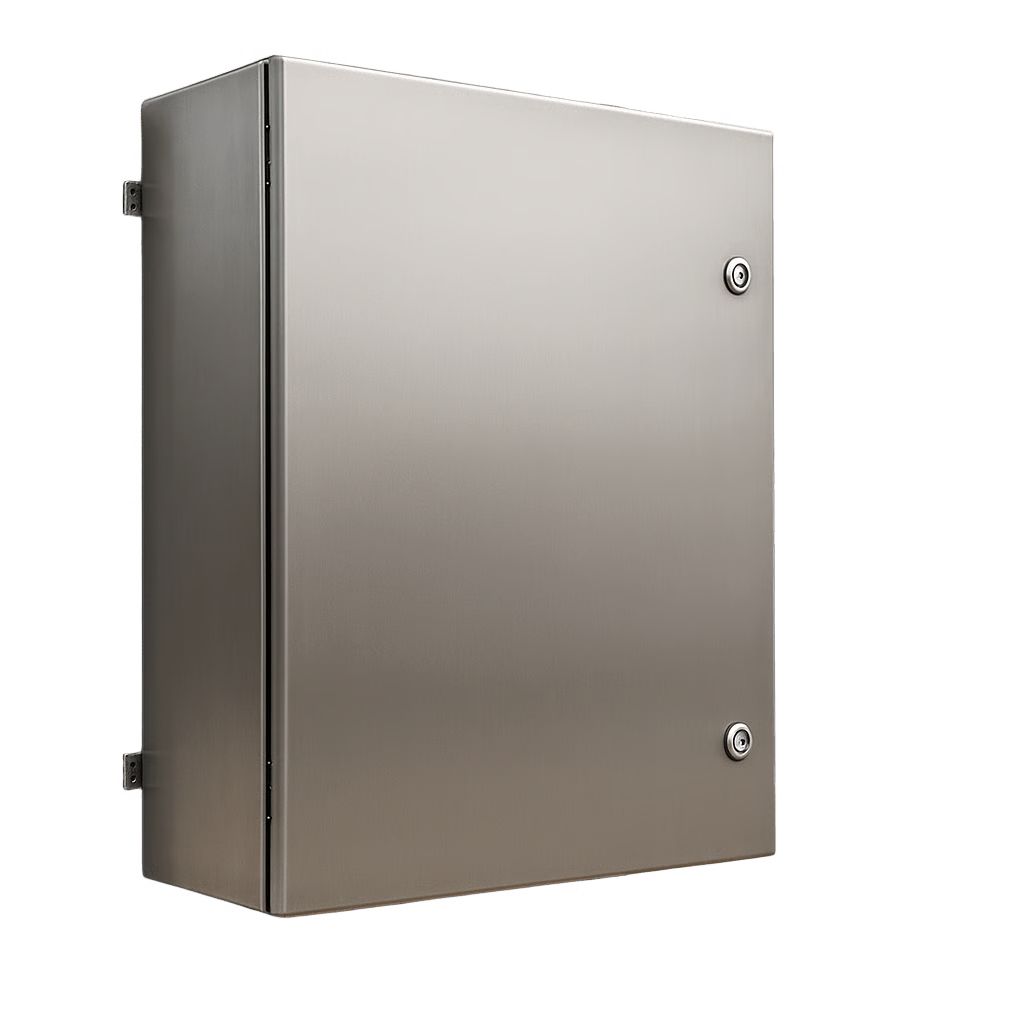 GABINETE DE ACERO INOXIDABLE IP66 USO EN INTEMPERIE (600 X 600 X 250 MM) CON PLACA INTERNA GALVANIZADA.