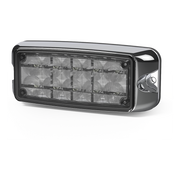 LUZ DE ADVERTENCIA DE 10 LED, AMBAR/BLANCO, 5X2 PULGADAS, LENTE TRANSPARENTE, BISEL CROMADO