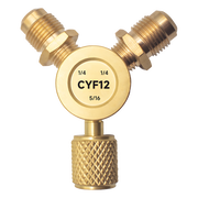 CONECTOR Y CYF12 PARA SISTEMAS DE REFRIGERACIÓN / 2 ENTRADAS 1/4" MACHO FLARE / 1 SALIDA 5/16" HEMBRA FLARE / RECUPERACIÓN RÁPIDA Y EVACUACIÓN / MATERIAL METÁLICO RESISTENTE