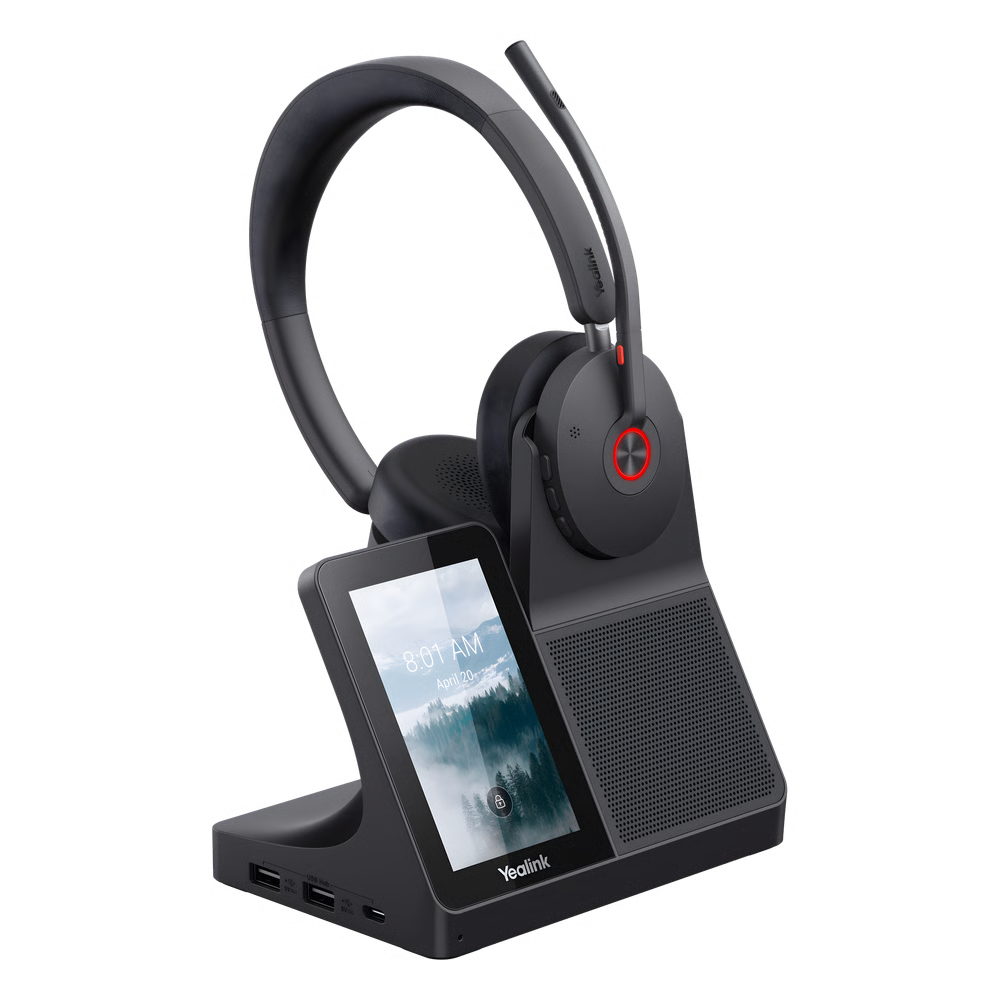 DIADEMA INALÁMBRICA WH68 CON ESTACIÓN DE TRABAJO YEALINK DECT Y PANTALLA TÁCTIL DE 4 PARA COMUNICACIÓN PROFESIONAL