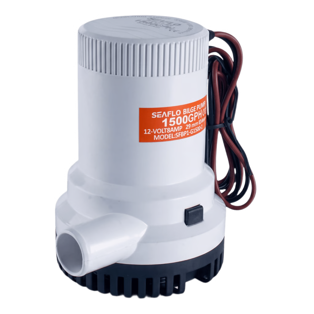 BOMBA DE SENTINA NO AUTOMÁTICA SEAFLO 1500GPH / ALTA EFICIENCIA / BAJO CONSUMO / FILTRO EXTRAÍBLE / VOLTAJE DC 12V Y 24V / PARA PANEL O INTERRUPTOR DE FLOTADOR