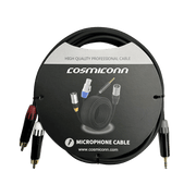 CABLE 3.5MM A 2 RCA, CONECTORES NEGROS, CON DIFERENCIADOR DE BLANCO Y ROJO EN RCA MT380-RD - MT380-WH - MTP3C-BG, LENGTH 3M