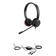 JABRA EVOLVE 30 II DUO MS CON CONEXIÓN USB C/A Y 3.5MM, MICRÓFONO CON CANCELACIÓN DE RUIDO Y CONTROLADOR EN EL CABLE CON BOTONES E INDICADORES LED (5399-823-309)