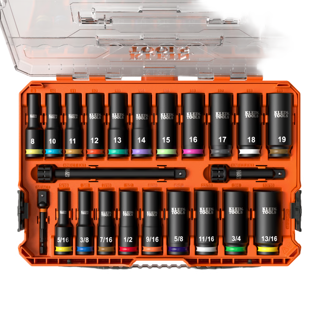 JUEGO DE DADOS DE IMPACTO KNECT™ (M) / 3/8" DRIVE PROFUNDO / SAE Y MÉTRICO / 23 PIEZAS / ADAPTERS MULTI-PROPÓSITO / MODBOX CASE