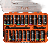 JUEGO DE DADOS DE IMPACTO KNECT™ (M) / 3/8" DRIVE PROFUNDO / SAE Y MÉTRICO / 23 PIEZAS / ADAPTERS MULTI-PROPÓSITO / MODBOX CASE