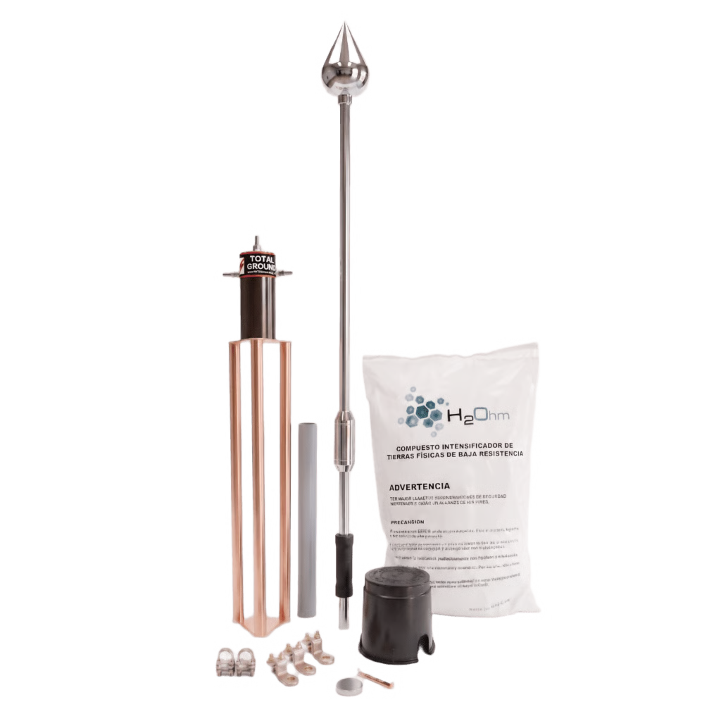 KIT PARARRAYO CON PUNTA DE ACERO INOXIDABLE CON AVANCE DE CEBADO DE 60 M. Y ACCESORIOS DE INSTALACIÓN EN TORRE.