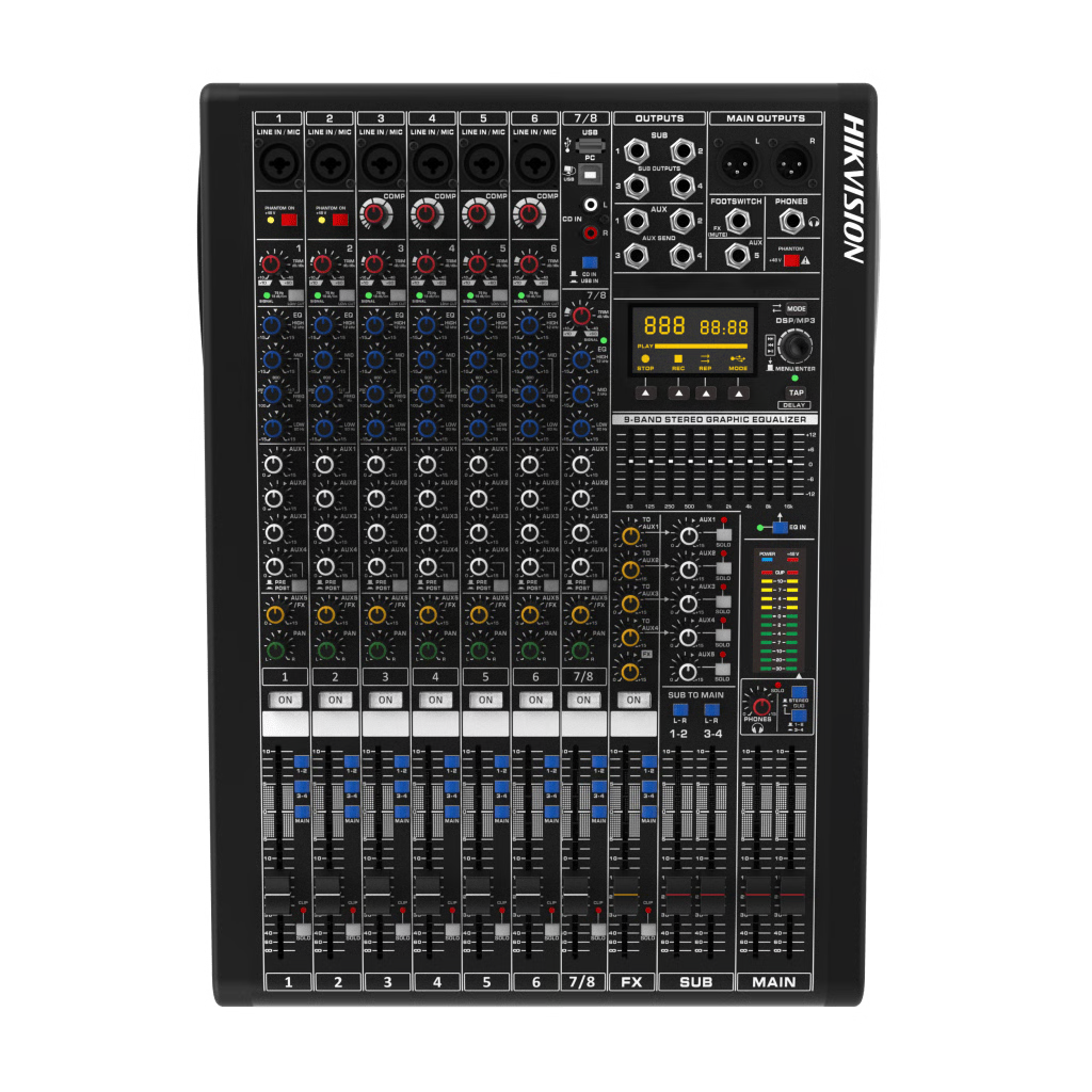 CONSOLA DE MEZCLA ANALÓGICA DS-QAPMCR8-A | 8 CANALES | 6 ENTRADAS MIC/LÍNEA | 12 SALIDAS | DSP EFECTOS | USB MEDIA | BLUETOOTH | MONTAJE EN RACK