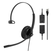 DIADEMA ALÁMBRICA YHS34 MONO DE YEALINK QD A RJ9 CON ALMOHADILLAS DE CUERO