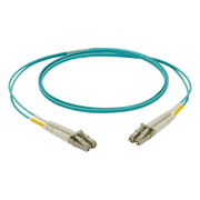 JUMPER DE FIBRA OPTICA MULTIMODO 50/125 OM4, LC-LC DUPLEX, LSZH, COLOR AQUA, 2 METROS