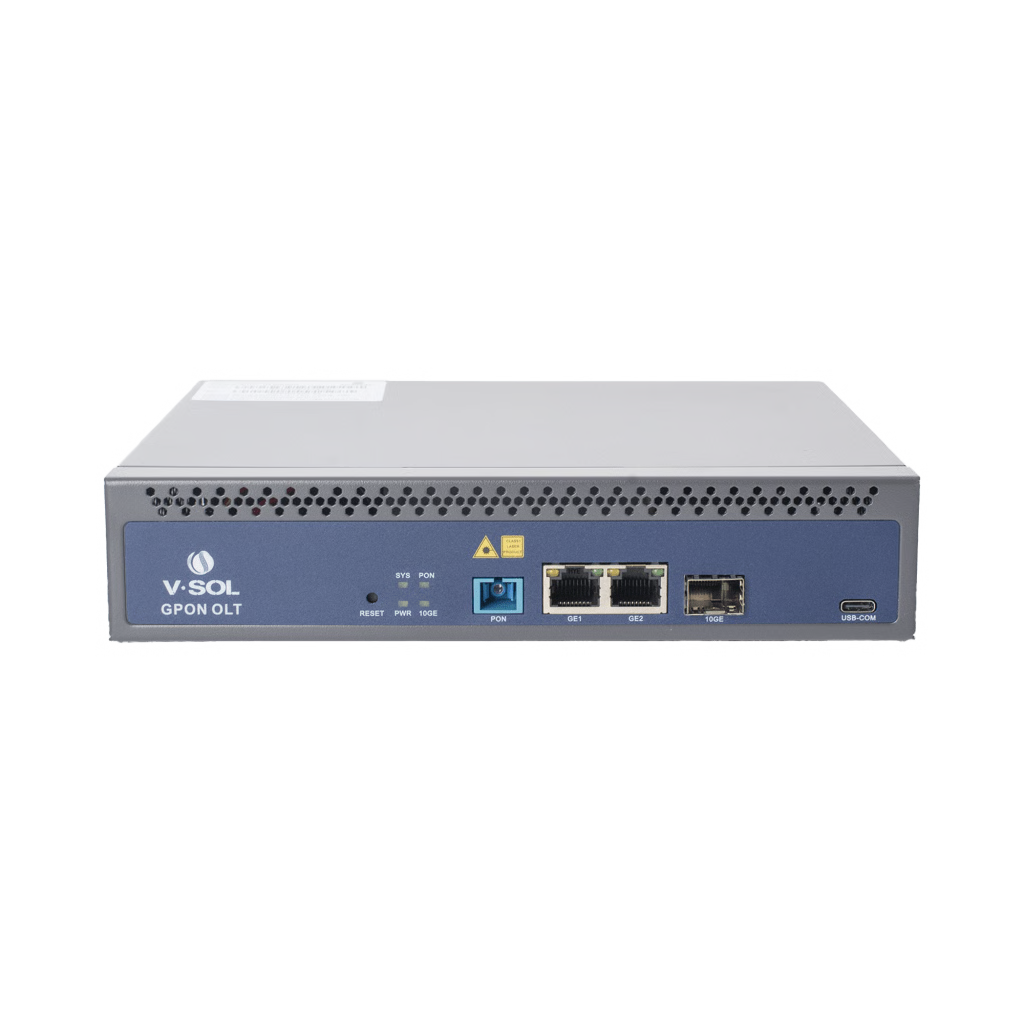 OLT DE 1 PUERTO GPON SC/UPC + 3 PUERTOS UPLINK (2 PUERTOS GIGABIT ETHERNET + 1 PUERTO SFP/SFP+), FUENTE DE ALIMENTACIÓN REDUNDANTE AC/DC , HASTA 128 ONUS