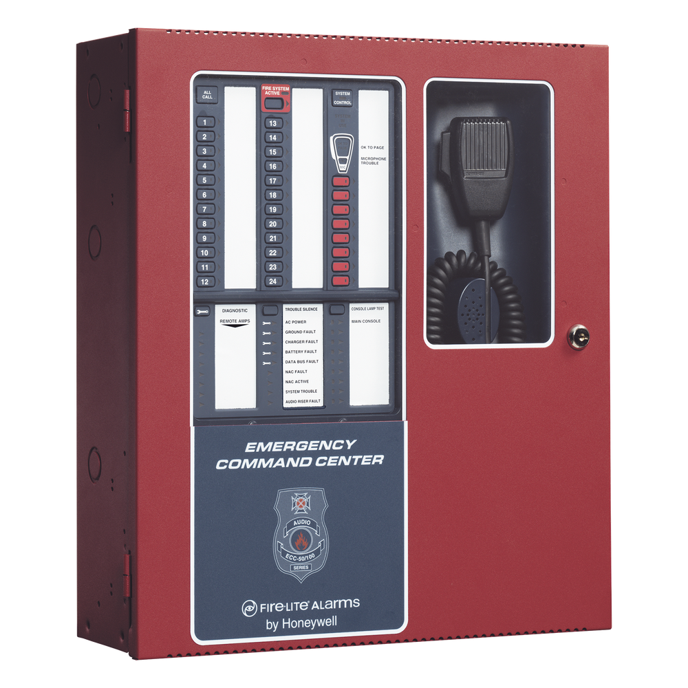 FIRE-LITE ECC-50/100 - CENTRO DE COMANDO DE EMERGENCIA / 50 W AMPLIABLE A 100 W / 8 CIRCUITOS DE ENTRADA / 14 MENSAJES G