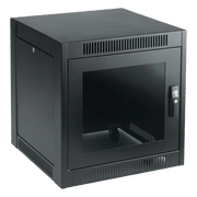 GABINETE SOHO PARA OFICINAS PEQUEÑAS Y HOME OFFICE, 700 X 600 X 900 MM, ACERO NEGRO, 11U, RUEDAS, SISTEMA DE ENFRIAMIENTO PASIVO, PUERTAS CON CERRADURA, PANELES LATERALES EXTRAÍBLES