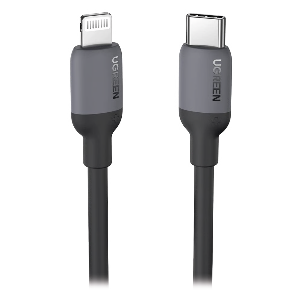 CABLE USB-C A LIGHTNING / CERTIFICADO MFI / 1 METRO / ADECUADO PARA IPHONE, IPAD, IPOD / CARGA RÁPIDA PD 20W /  SINCRONIZACIÓN DE DATOS DE HASTA 480 MBPS / GOMA DE SILICONA Y  TPE. / SUAVE AL TACTO / COLOR NEGRO