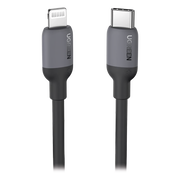 CABLE USB-C A LIGHTNING / CERTIFICADO MFI / 1 METRO / ADECUADO PARA IPHONE, IPAD, IPOD / CARGA RÁPIDA PD 20W /  SINCRONIZACIÓN DE DATOS DE HASTA 480 MBPS / GOMA DE SILICONA Y  TPE. / SUAVE AL TACTO / COLOR NEGRO
