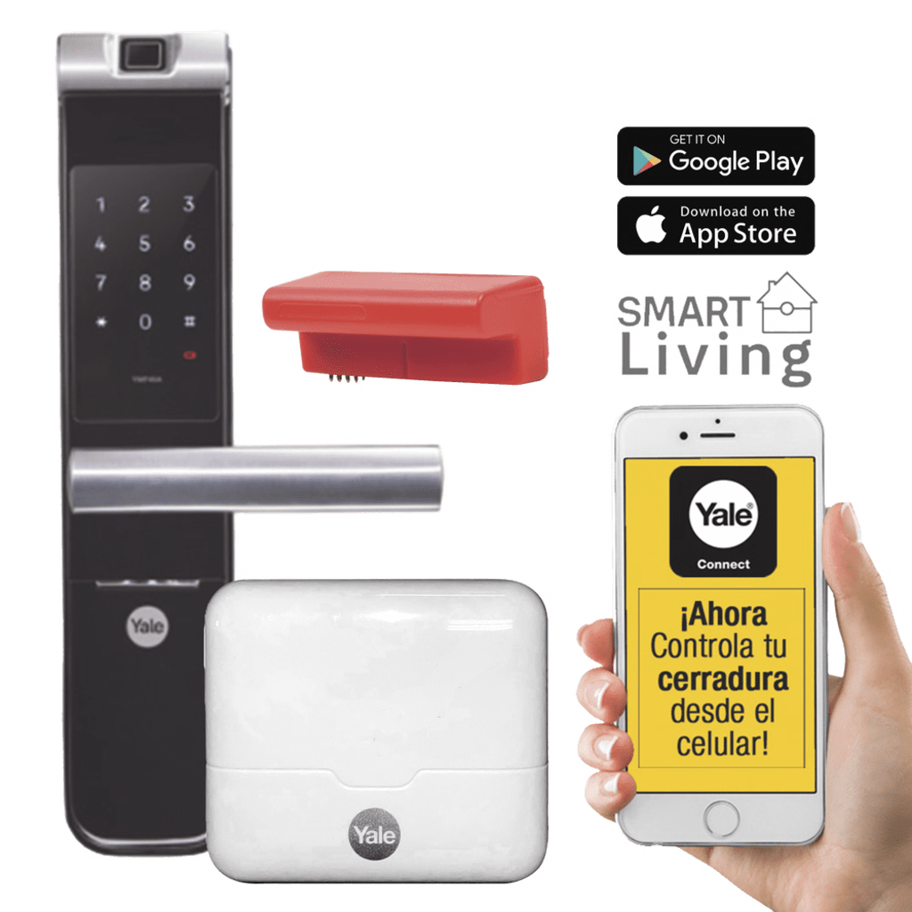 KIT CERRADURA CON MANIJA YMF40A Y HUB, APERTURA POR,  CÓDIGO, BIOMETRÍA Y APERTURA POR SMARTPHONE, PARA PUERTAS DE 35 A 90 MM DE ESPESOR