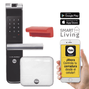 KIT CERRADURA CON MANIJA YMF40A Y HUB, APERTURA POR,  CÓDIGO, BIOMETRÍA Y APERTURA POR SMARTPHONE, PARA PUERTAS DE 35 A 90 MM DE ESPESOR