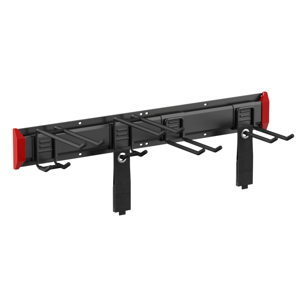 Estante de almacenamiento de pared / capacidad 136 KG / ganchos ajustables / 2 placas de montaje / acero y plástico - BRATECK