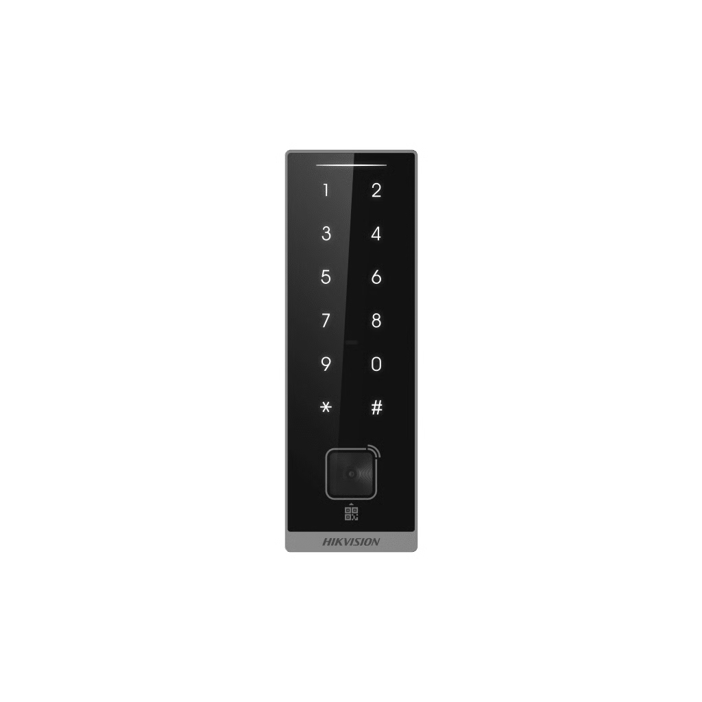 TECLADO ESCLAVO CON LECTOR DE TARJETAS VIRTUALES BLUETOOTH Y CÓDIGOS QR / TARJETAS MIFARE Y PROX EM / CONTRASEÑAS / RS-485 WIEGAND OSDP / FRECUENCIAS 13.56 MHZ Y 125 KHZ / AUTENTICACIÓN TARJETA PIN QR BLUETOOTH / TÁCTIL
