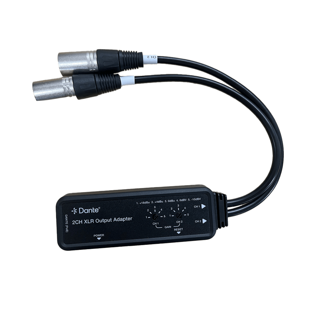 EXTENSOR DE AUDIO DANTE® 2CH XLR OUTPUT ADAPTER | ENTRADA DIGITAL DANTE® | SALIDA XLR BALANCEADA/NO BALANCEADA | LATENCIA CONFIGURABLE 1-5MS | HDMI 1.4 | HDCP 1.4 | POE IEEE802.3AF | USB-C | TRANSMISIÓN 100M