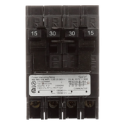 INTERRUPTOR AUTOMÁTICO CUADRUPLEX ENCHUFABLE TIPO QT 2 POLOS DOBLES, 15-15 AMP
