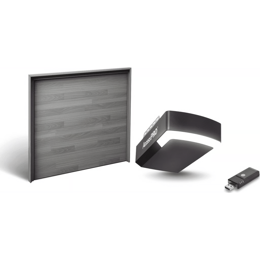 KIT PUERTA DE GARAGE 20X9 PIES / INSULADA 43 MM / MOTOR FS1000M 1/2 HP / INTERFAZ WIFI ACCESSWIFI / EXTENSIÓN DE RIEL / INCLUYE 3 CONTROLES