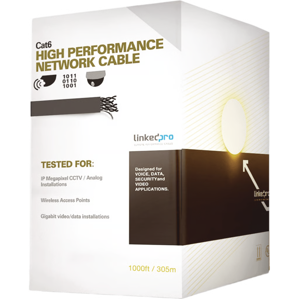 CABLE CAT6+ CALIBRE 23, UTP, INTEMPERIE CON GEL DOBLE CHAQUETA, ETL, UL, COLOR NEGRO DE 305 METROS (1000 PIES), PARA CLIMAS EXTREMOS