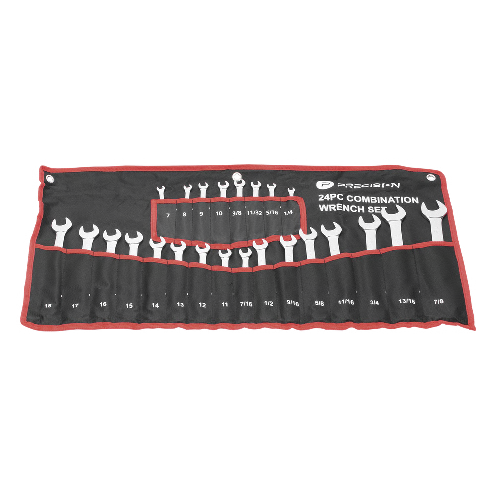JUEGO DE 24 LLAVES COMBINADAS MÉTRICAS E INGLESAS CON ESTUCHE.