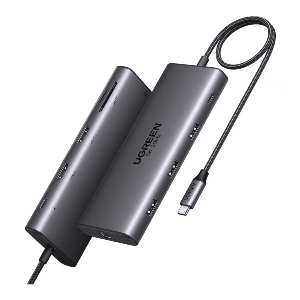 HUB USB-C (DOCKING REVODOK PRO 210) 10 EN 1 | 2 PUERTOS HDMI 8K,4K@60HZ | 3 USB-A | USB-C (5GBPS) | USB-C PD CARGA 100W | RJ45 (GIGABIT ETHERNET) | LECTOR TARJETAS SD + MICRO SD (TF) SIMULTÁNEO | CARCASA DE ALUMINIO.