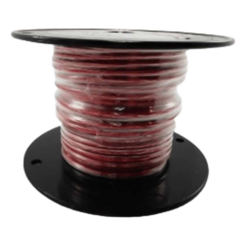 CABLE MARINO PRIMARIO COLOR ROJO CALIBRE 10 AWG / 100 PIES / PVC RETARDANTE DE LLAMA ROJO / COBRE ESTAÑADO CLASE K / 600V / 105°C SECO 75°C HÚMEDO / CUMPLE UL 1015 UL 1028 UL 1230 UL 1231