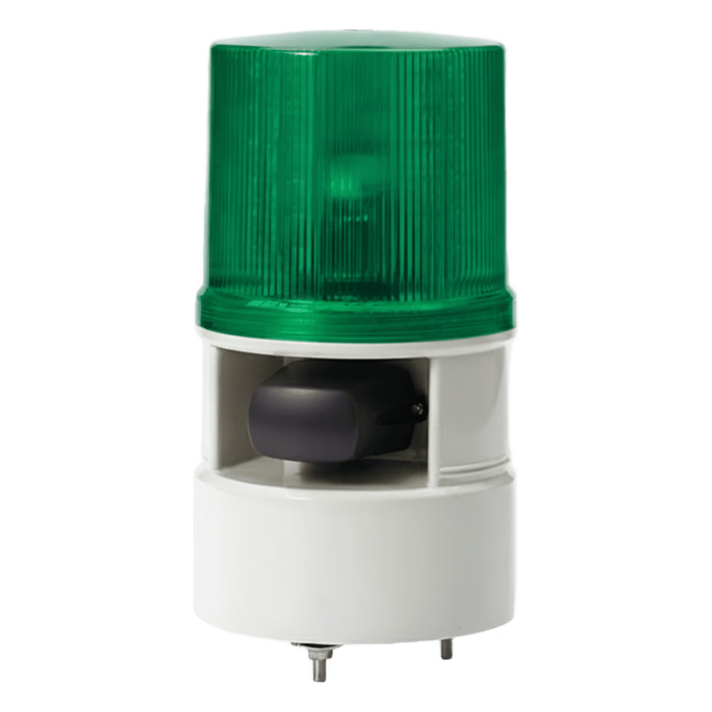 LUCES DE ADVERTENCIA COLOR VERDE CON SIRENA INCORPORADA CON 5 TONOS MÁX. 105 DB EN 110 VCA