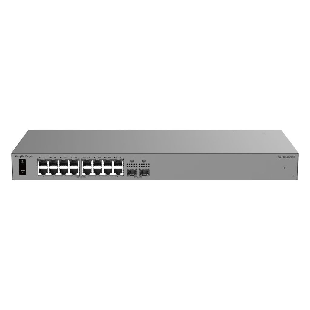 SWITCH CAPA 2 CLOUD-MANAGED / 24 PUERTOS GIGABIT / 2 PUERTOS 2.5GE SFP / 58 GBPS / ERPS / SIN VENTILADOR / GESTIÓN CLOUD RUIJIE / 3 AÑOS GARANTÍA
