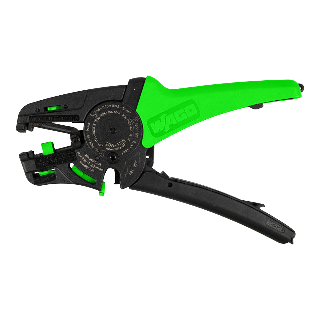 PELACABLE MANUAL / QUICKSTRIP VARIO / CAPACIDAD 0.03-16 MM² / AJUSTE AUTOMÁTICO SECCIÓN / FUNCIÓN CORTE / PELADO PARCIAL / CUCHILLA REEMPLAZABLE / VERDE-NEGRO