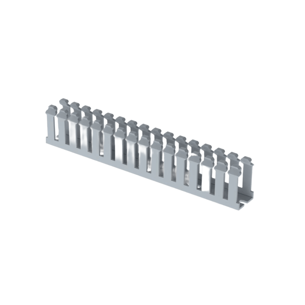 CANALETA RANURADA DE PVC SINTAPA, TIPO F, 23.6 MM DE ANCHO, 39.9 MM DE ALTO Y 1.8 M DE LARGO, COLOR GRIS