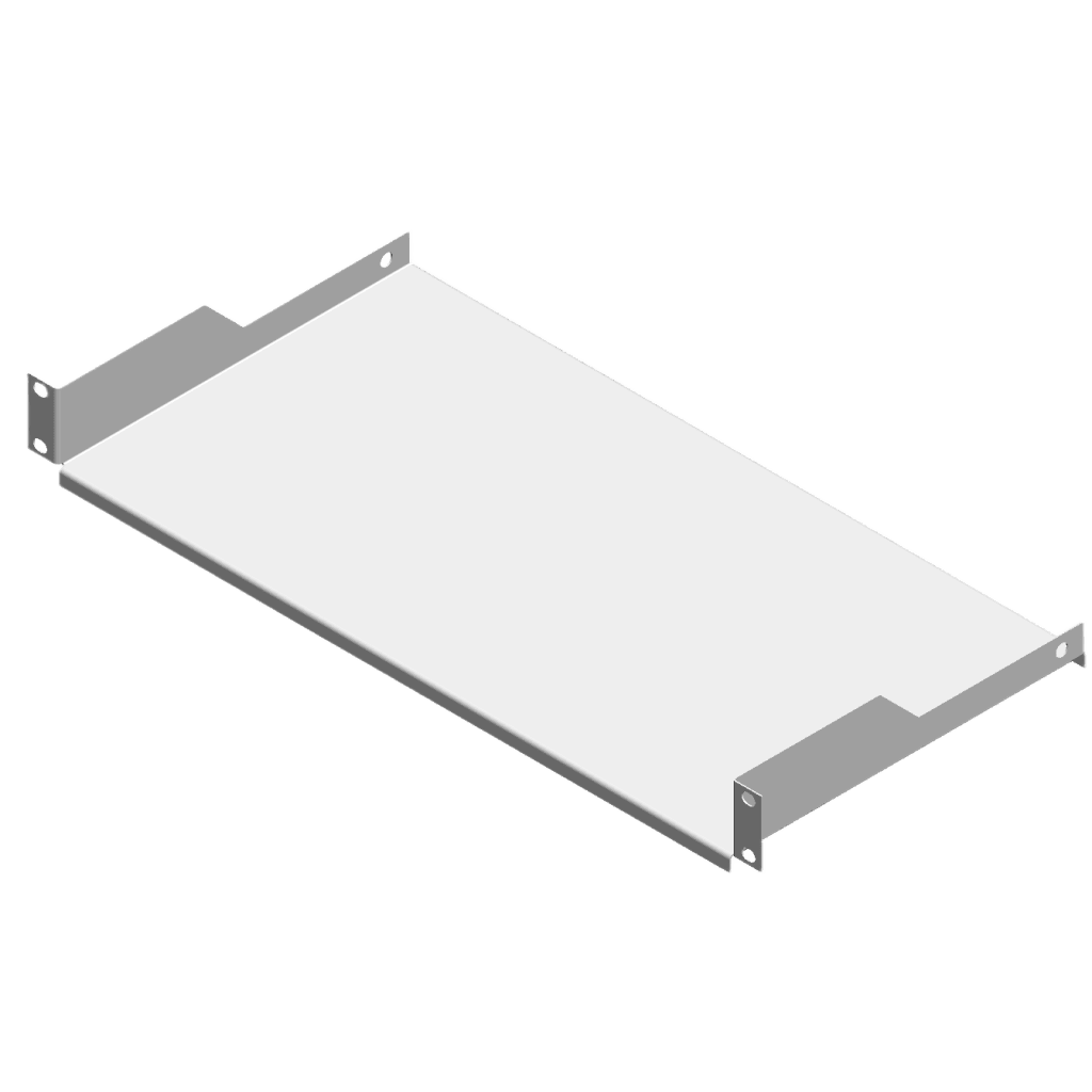 CHAROLA PARA RACK BLANCA DE 19" DE 2 POSTES, 23 CM DE PROFUNDIDAD, 1 UNIDAD DE RACK