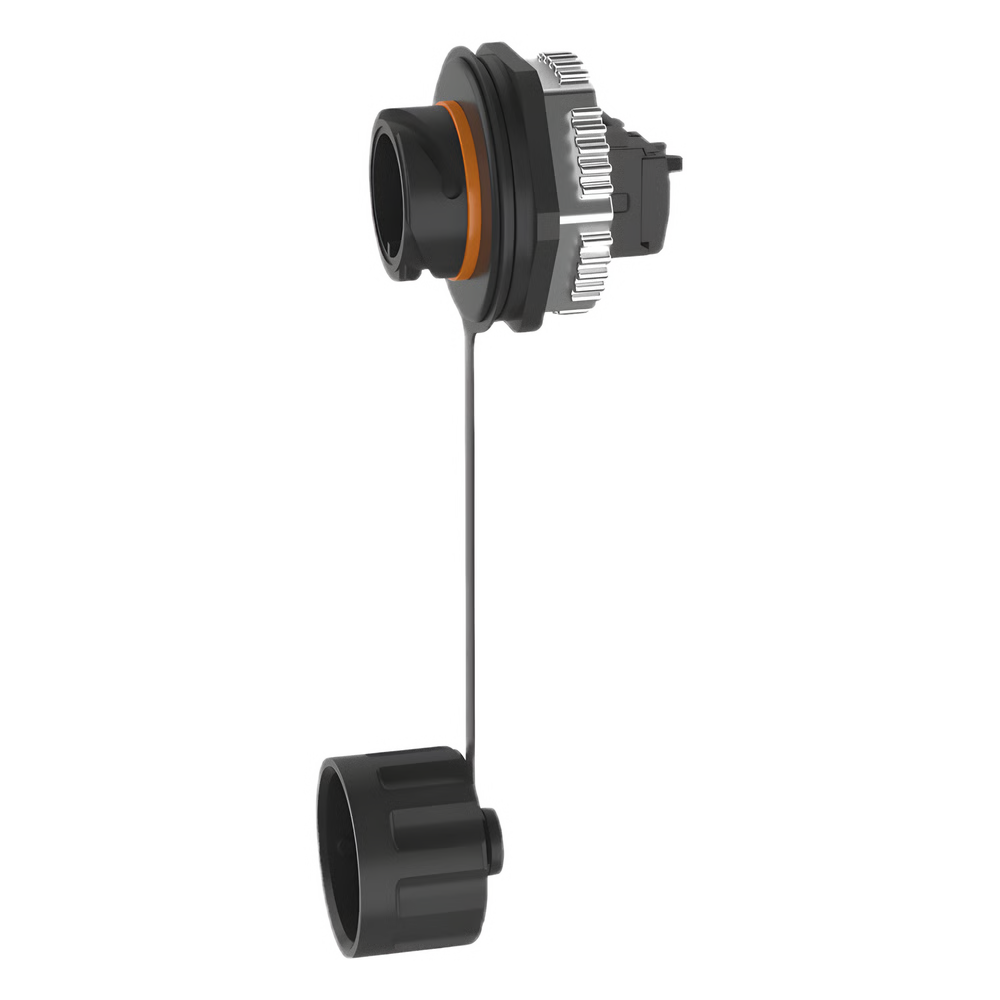 CONECTOR JACK RJ45 DE USO INDUSTRIAL ESTILO TG, CATEGORÍA 6A, CON TAPA PROTECTORA, PROTECCIÓN IP67