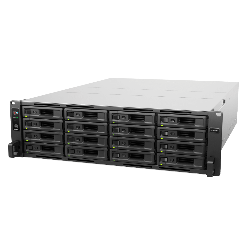 SERVIDOR DE ALMACENAMIENTO RACKSTATION RS2825RP+ | 16 BAHÍAS | 3U | HASTA 560 TB | RENDIMIENTO 3,519/1,790 MB/S | FUENTES DE ALIMENTACIÓN DUALES | EXPANSIÓN PCIE | COMPATIBLE CON VIRTUALIZACIÓN Y VIGILANCIA.